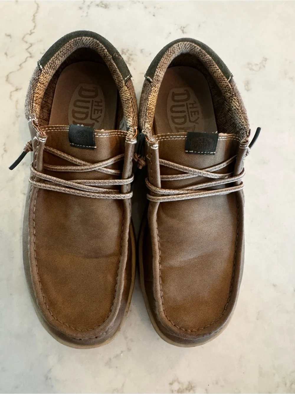 Hey Dude Men's Tan/Brown Canvas Moccasin Slip-Ons